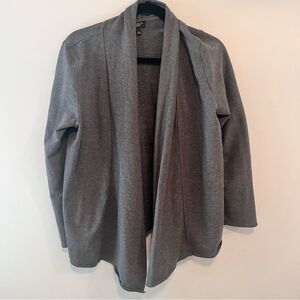 Talbots Womens Medium Grey Open Front Prima Cotton Cardigan